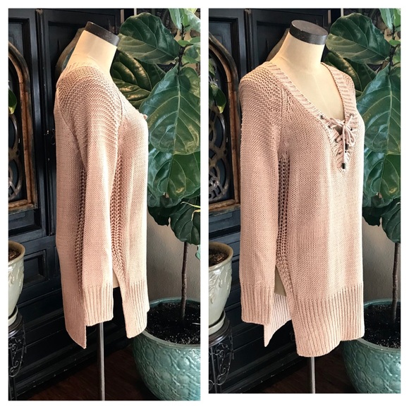 Mazy laced tunic heavy knit sweater - Picture 7 of 8